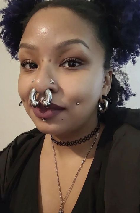 Large Septum Ring, Huge Septum Piercing, Big Septum Piercing, Huge Septum, Central Labret, Septum Woman, 3 Lobe Piercings, Dimple Piercing, Large Nose