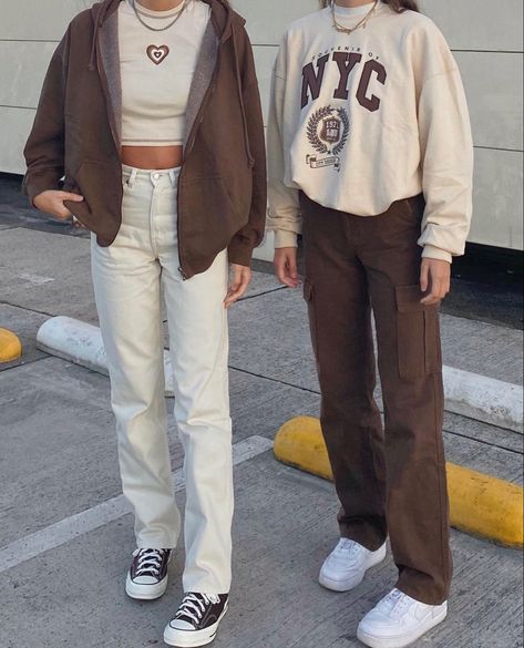 IG = MOCEAN__ 🤎Brown outfit idea, matching outfits, winter outfit idea, best friends outfits, bestie aesthetitc outfit ideas, brown fits, beige fits, bff outfit ideas, ootd, bff posing idea, trendy outfit, outfit 2022 idea, varisity jacket outfit idea, bff picture idea, matching bestie fits, aethetic outfits, y2k, aesthetic Pinterest outfit, Besties aesthetic , bestie pics aesthetic, bestie pics to recreate, bestie pics baddie, bff pictures aesthetic, bestie poses, bff poses, brown converse Outfit Ideas Layout, Bff Matching Outfits, Bestie Outfits, Matching Fits, Bff Matching, Matching Outfits Best Friend, Best Friend Outfits, Bff Outfits, Everyday Fashion Outfits