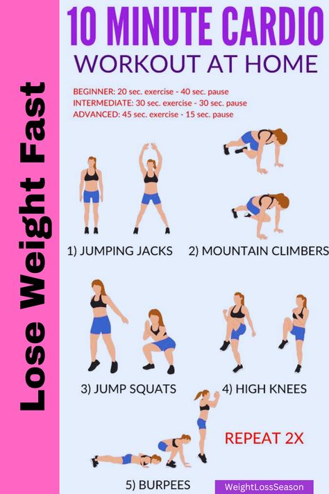 10 minute Cardio Workout At Home, Lose Weight Fast, Weight Lose Exercises, Fat Loss Workout At Home Beginner Workout Schedule At Home, Workout Schedule At Home, White Pasta Sauce, 10 Minute Cardio, 10 Minute Cardio Workout, White Pasta Sauce Recipe, Pasta Sauce Recipe, Mini Workouts, Motivation Music