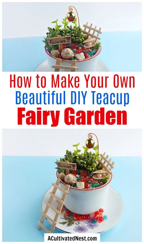 Fairy Garden Accessories Diy, Fairy Teacup Garden, Diy Fairy Garden Accessories, Teacup Fairy Garden, Fairy Teacup, Diy Miniature Garden, Garden Props, Allium Sphaerocephalon, Sticks Diy