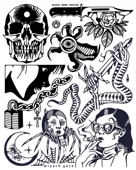 Best tattoos on Pinterest Flash Art Tattoos, Traditional Flash, Flash Tattoo Designs, Tattoo Flash Sheet, Flash Sheet, Leg Tattoo Men, Traditional Tattoo Flash, Best Tattoos, Tattoo Flash Art