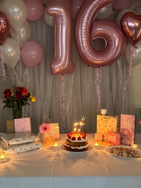 Birthday Decor Sweet 16, Birthday Outfits Casual Spring, 16th Birthday Inspo Party, Sweet 16 Decorations Simple, Pink Sweet 16 Aesthetic, Pink Theme Sweet 16 Party, Candyland Sweet 16 Party, Pink Birthday Asthetics, Sixteen Birthday Aesthetic