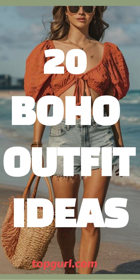 20 Boho Outfits to Live In This Summer Bohemian Holiday Outfit, Boho Tropical Outfits, Hipster Looks Women, European Boho Fashion, Boho Outfits Ideas, Boho Attire Women, Boho Chic Summer Outfit Ideas, Cute Warm Weather Outfits, Boho Womens Outfits