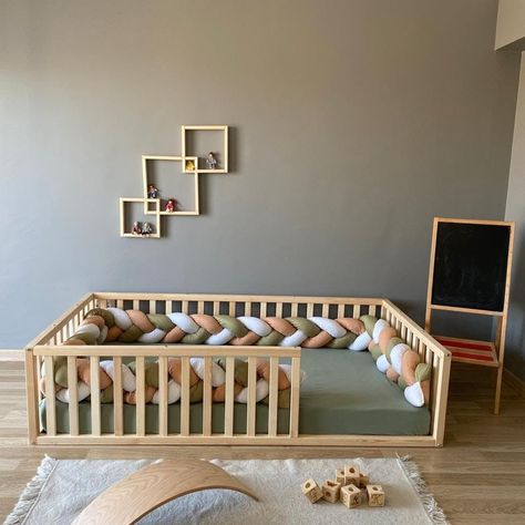 Savannah - Montessori, Toddler Floor Bed, Kids, Handmade ✨ #toddlergames #toddlers #toddlertoys #firstbirthday #firstbirthdayideas #nurserydecor #nursery #babyroom #babyroomdesign #kidsroom #toddlerroom #montessory #woodentoys #firstbirthdayparty #kidsofinstagram #playroomdecor #woodentoys #imagineplay #playroomdecor #playroomdesign #toddlerapproved #activitiesforkids #education #stemforkids Floor Bed Kids, Baby Floor Bed, Kids Floor Bed, Montessori Infant Room, Toddler Floor Bed, Bed Kids, Toddler Boy Room Decor, Montessori Bed, Kids Flooring