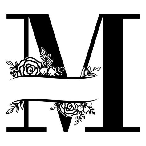 Cricut Monogram Free Svg, M Lettering, Fancy Letter M, M Font, M Logo Design, A Monogram Logo, Free Monogram Fonts, Floral Monogram Letter, Flower Monogram