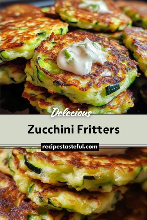 Zucchini Fritters are crispy on the outside and tender on the inside, making them a delicious snack, appetizer, or side dish. Packed with fresh zucchini and optional Parmesan cheese, these fritters are easy to make and full of flavor. Zucchini Side Dish Recipes, Savory Snack Recipes, Zucchini Fritters Recipe, Veggie Fritters, Zucchini Side Dishes, Delicious Banana Bread Recipe, Fresh Zucchini, Tea Drink Recipes, Fritters Recipe