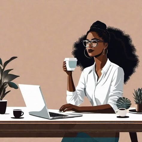 Learn A New Skill Vision Board, Entrepreneur Aesthetic Black Women, You Got The Job, Black Boss Lady Aesthetic, Entrepreneur Illustration, Black Therapy, Your Words Have Power, Va Logo, Words Have Power