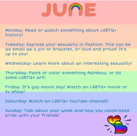 Ways To Celebrate Pride Month, Pride Calendar 2023, Pride Month 2024, Pride Month Calendar, Pride Month Wallpaper, Pride Month Ideas, Pride Month Aesthetic, Pride Parade Ideas, Pride Month Parade