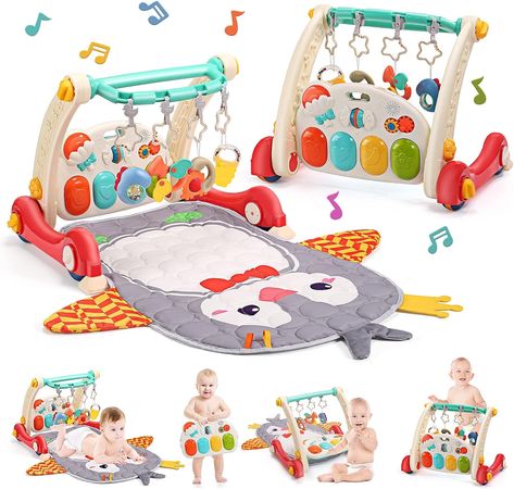 cute stone Baby Gym Play Mat & Baby Learning Walker, Baby Activity Mat with Play Piano, Musical Activity Center with Lights, Baby Push Walkers & Tummy Time Mat for Infant Newborn Toddlers Baby Tummy Time Mat, Baby Kick, Play Mat Baby, Baby Floor Mat, Baby Activity Mat, Baby Tummy Time, Baby Activity Gym, Tummy Time Activities, Tummy Time Mat