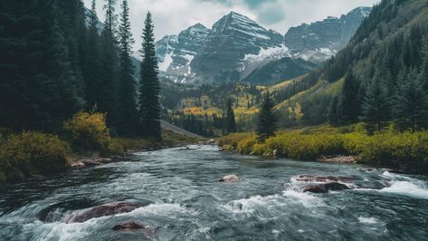 Maroon Bells, Colorado mountains, river scenery, 8k wallpaper, 4k resolution, alpine landscape, stunning views, outdoor adventure, nature photography 8k Nature Wallpapers, Computer Wallpaper Forest, Landscape Wallpaper Desktop Hd, Mountain Wallpaper Desktop, Mountain Desktop Wallpaper, Bells Wallpaper, Maroon Bells Colorado, Desktop Background Nature, River Scenery