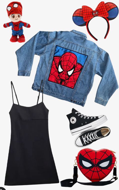 Disney outfit inspo, Spiderman, avengers campus, Spiderman outfit Avengers Disney Outfit, Disneyland Spiderman Outfit, Spider Man Disneybound, Spider Man Disney Outfit, Disney Character Outfits Spirit Week Diy, Guardians Of The Galaxy Disneybound, Spiderman Disney Outfit, Avengers Disneybound, Universal Studio Outfits