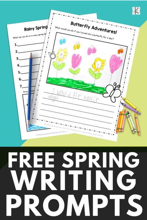 Creative Writing Preschool, Spring Writing First Grade, April Writing Prompts Kindergarten, Flower Writing Prompt, Spring Writing Craft Kindergarten, Spring Writing Prompts For Kindergarten, Kindergarten May Activities, May Writing Prompts, Preschool Journal Prompts Free Printable