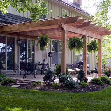 Pergola off the house Design Per Patio, Taman Air, Patio Pergola, Pergola Design, Pergola Ideas, Backyard Pergola, Beautiful Patios, Pergola Kits, Pergola Plans