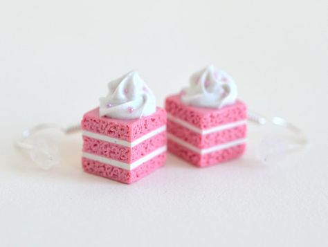 Strawberry Cake Slice, Clay Cake Slice, Cake Clay Earrings, Cake Polymer Clay, Polymer Clay Cake Slice, Cupcake Polymer Clay Earrings, Clay Cake, Miniature Cupcakes Polymer Clay, Polymer Clay Cake