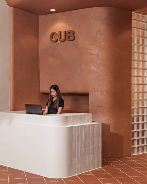 CUB HOUSE Dark Orange Paint, Terracotta Interior Design, Tile Desk, Terra Cotta Tiles, Terra Cotta Tile, Modern Images, Water City, Solid Brick, Mekong Delta