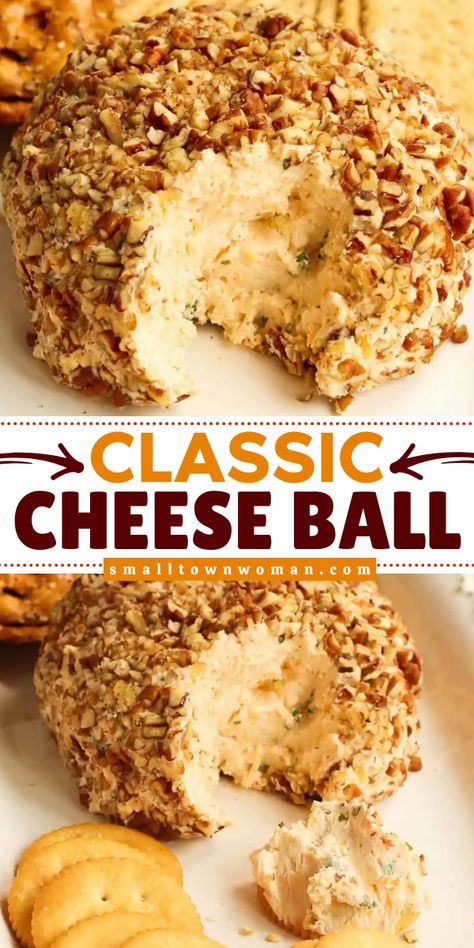 Always a fun Thanksgiving appetizer! Made with cheddar, green onions, and spices that are all rolled in chopped pecans, this cream cheese ball is amazing. Serve this classic cheese ball recipe at your Christmas dinner party, too! Cheeseball Turkey Appetizer, Pecan Cheeseball Recipe, Thanksgiving Cheeseball Turkey, Cheeseball For Thanksgiving, Maple Pecan Cheese Ball, Fun Thanksgiving Food Appetizers, Classic Cheeseball Recipes, Easy Thanksgiving Cheese Ball, Classic Cheese Ball Recipes