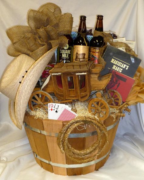 Charity Auctions Western Gift Basket, Personalized Gift Basket, Auction Basket Ideas, Raffle Basket Ideas, Cider Wine, Silent Auction Ideas, Silent Auction Baskets, Raffle Ideas, Auction Basket