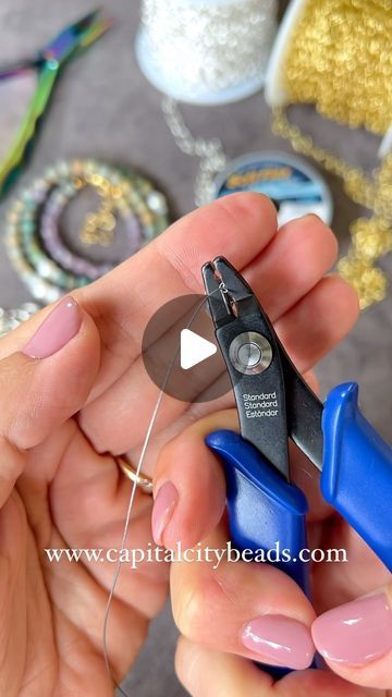 Capital City Beads on Instagram: "How to use crimp beads to secure beading wire! Free tutorial on YouTube + All of our crimping supplies and firepolished beads are on SALE!!   30%-75% OFF Findings 35% OFF Firepolish Glass (No code needed, All Sales Final, Storewide Savings!)  Basic bead stringing is a great place to start your jewelry making journey! In our free tutorial you will learn how to measure and plan a necklace or bracelet and crimp using a 2 step crimping plier! I show you how to take your jewelry to the next level with wire protectors and crimp covers! These two things are not totally necessary but definitely add extra security and make your piece look clean and professional.   MATERIALS LIST  • Fine Soft Flex  • Lobster Clasps • Crimp Beads  • Crimp Covers • Wire Protectors  • How To Crimp Jewelry, How To Use Crimp Beads Tutorials, How To Add Clasp To Beaded Necklace, Jewelry Making Basics, Crimp Beads How To Use, How To Use Crimp Beads, Making Necklaces With Beads, Diy Seed Bead Necklace, Beaded Jewelry Tutorials Step By Step