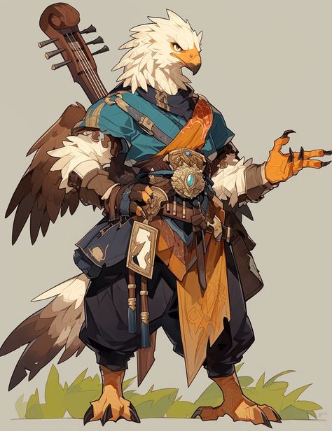 Arakokra Dnd Art, Humanoid Animal Art, Fantasy Bird People, Fantasy Bird Concept Art, Avian Fursona, Arakokra Dnd, Aarakocra Bard, Aarakocra Dnd, Kenku Dnd