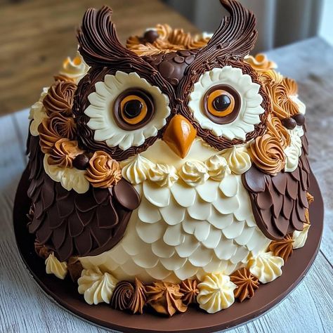 Beautiful Fall Cakes, Owl Cake Ideas, Fox Birthday Cake, Decorated Cakes Ideas, Awesome Birthday Cakes, Owl Cake Birthday, Extreme Cakes, Turkey Cake, Owl Cakes