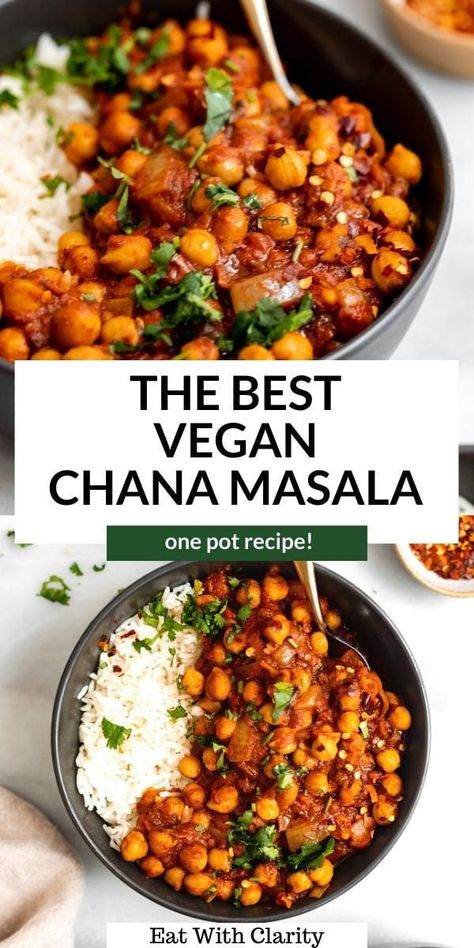 Chana Masala Recipe Easy, Vegan Chana Masala, Vegan Chickpea Recipes, Chana Masala Recipe, Vegan Chickpea Curry, Vegan Indian Recipes, Vegan Chickpea, Chickpea Recipes, Chickpea Curry