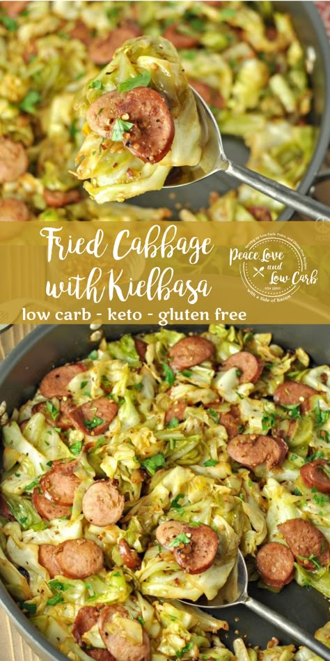 Peace Love And Low Carb, Cabbage And Sausage, Crockpot Healthy, Boiled Egg Diet Plan, Fried Cabbage, Low Carb Diets, Keto Dinners, Low Carb Food, Low Carb Foods