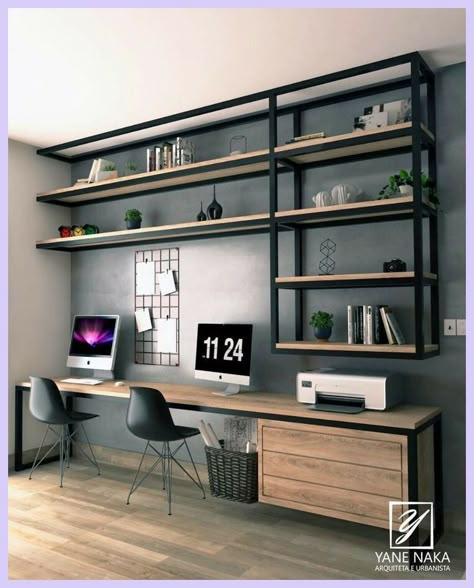 Home Office Layouts, Industrial Home Offices, Modern Home Offices, Home Studio Setup, Small Home Offices, Home Office Setup, Home Office Space, Home Office Organization, Office Setup