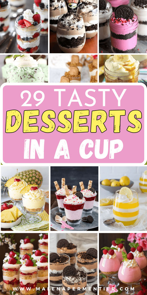 29 Delicious Individual Desserts In A Cup You Will Absolutely Love Desserts For High Tea, Mini Desserts For Parties In Cups, Individual Desserts In A Cup, Mini Trifle Desserts, Dessert Individual, Small Deserts, Pudding Cup Desserts, Mini Dessert Shooters, Desserts In A Cup