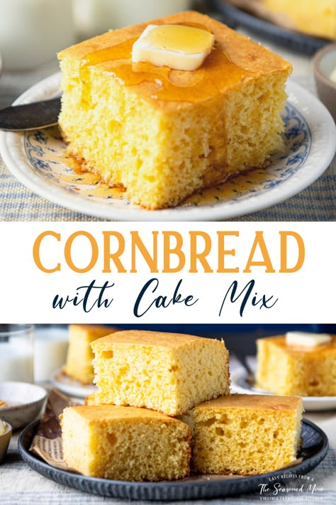 Cornbread with Cake Mix Buttery Cornbread Recipe, Cornbread Recipe From Scratch, Homemade Cornbread Recipe, Easy Homemade Cornbread, Buttery Cornbread, Jiffy Cornbread Recipes, Easy Cornbread Recipe, Best Cornbread Recipe, Best Cornbread