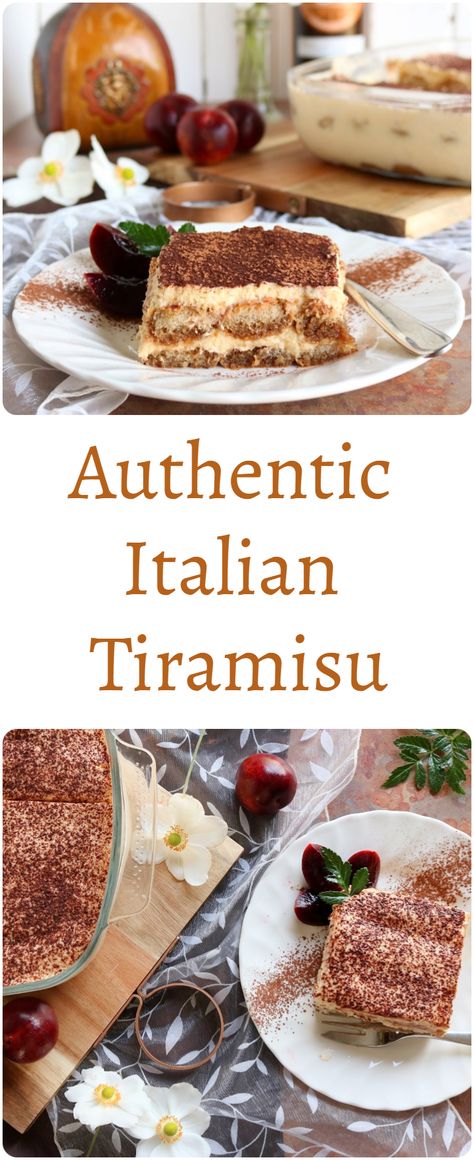 Authentic Italian Tiramisu - This authentic Italian Tiramisu is made by placing coffee & Marsala dipped sponge fingers between layers of Marsala flavoured, mascarpone mouse & is finished off with a generous dusting of unsweetened cocoa or dark, grated chocolate Authentic Italian Tiramisu Recipe, Italian Tiramisu Recipe, Authentic Tiramisu, Tiramisu Italian, Italian Drunken Noodles, Authentic Italian Desserts, Italian Tiramisu, Spicy Italian Sausage, Traditional Italian Food