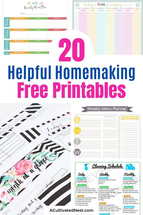 20 Helpful Free Homemaking Printables Cleaning Journal, Helpful Printables, Life Binder Printables, Mom Binder, Executive Planner, Free Organizing Printables, Free Printable Cleaning Schedule, Scarecrow Painting, Time Management Printable