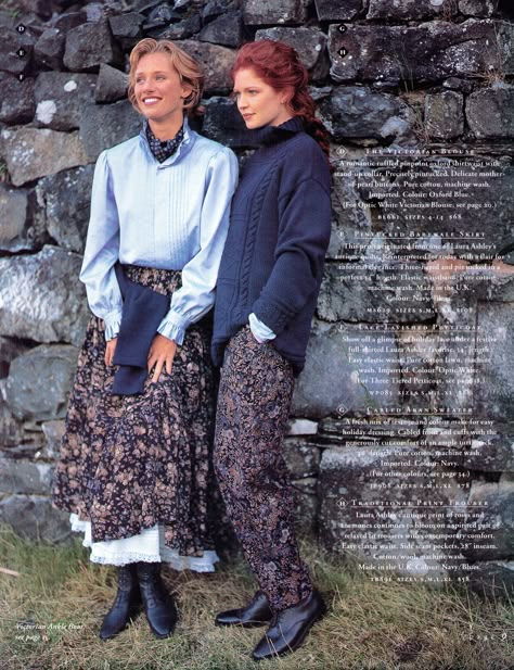 Laura Ashley Holiday 1994, page 9:  Babywale skirt, Victorian blouse, petticoat. Laura Ashley Clothing, Laura Ashley Vintage Dress, Laura Ashley Fashion, Fashion 1990s, Laura Ashley Vintage, Victorian Blouse, Laura Ashley Dress, Vintage Laura Ashley, 1990s Fashion