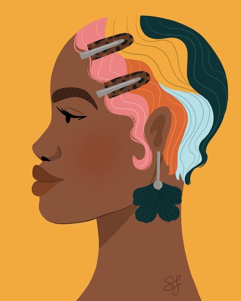 Finger waves. Didn’t get to post yesterday, my favorite this to draw is the hairstyles so this challenge is perfect for me. @bydissirama #bhmblackhair #illustration #digitalart #blackhair #fingerwaves #blackart #homedecor #nycartist #artlicensing #artistoninstagram #colorful #blackhistorymonth #procreate #sjohnsondesigns Black Hair Illustration, Girl Boss Print, Side View Drawing, Finger Wave Hair, Wave Drawing, Hair Illustration, Nyc Artist, Finger Waves, Cartoon Black