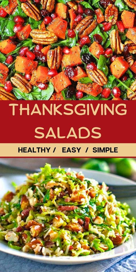 Thanksgiving Salad Ideas Salad Recipes For Thanksgiving, Salads For Thanksgiving Dinner, Salads For Thanksgiving, Thanksgiving Pasta, Unique Thanksgiving Recipes, Thanksgiving Salads, Thanksgiving Salad Recipes, Amazing Salads, Thanksgiving Salad