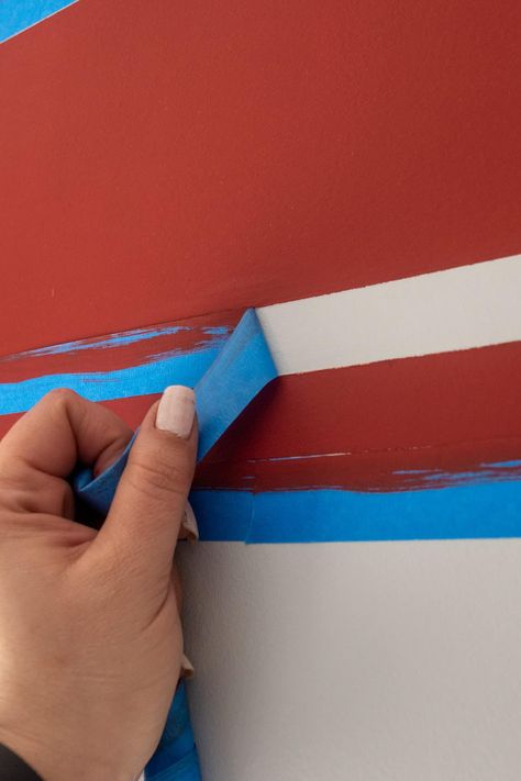 Paint Perfect Stripes on a Wall American Flag On Wall, Stripes On Walls, Painted Stripes On Wall, Flag On Wall, Striped Walls Vertical, Painting Stripes On Walls, Wall Stripes, Striped Walls, Paint Stripes