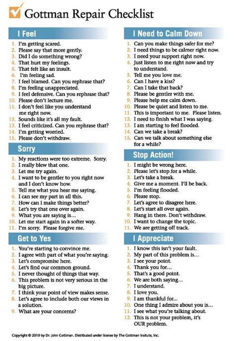 Gottman Repair, Gottman Repair Checklist, Good Relationships, Adulting 101, Psychology Says, Relationship Things, Loving Myself, Relationship Blogs, Couples Counseling