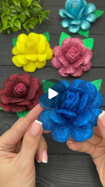 Adorable Crafts, Paper Flower Backdrop Diy, Glitter Paper Crafts, Camp Craft Ideas, Sheet Flowers, Paper Projects Diy, Foam Sheet Crafts, Ribbon Crafts Diy, Fabric Flower Tutorial