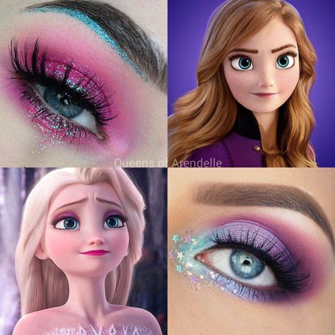 Frozen Characters Costumes, Anna Makeup Frozen, Elsa Makeup For Kids, Elsa Makeup Look, Frozen Makeup Look, Anna Frozen Makeup, Disney Eye, Elsa Makeup, Anna Makeup