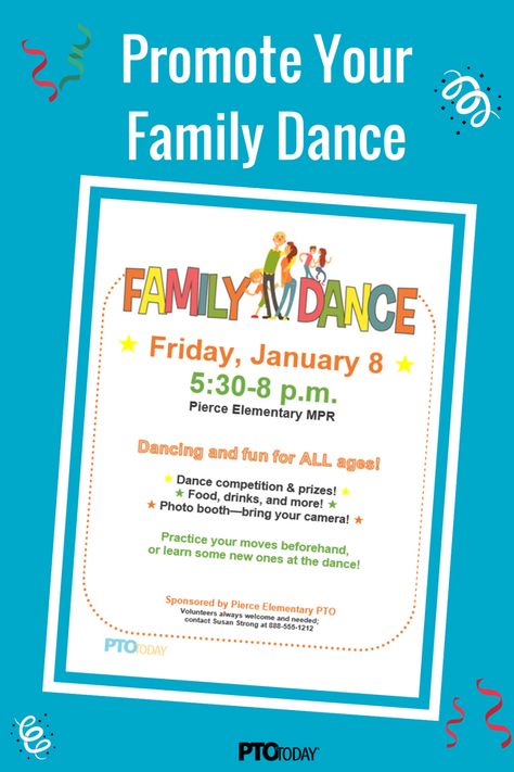 The whole family can have a blast! Get our free flyer to promote your family dance event! Dance Fundraising Ideas, Benefits Of Dancing, Dance Fundraisers, Dance Flyer, Pta Moms, Pta Fundraising, Fun Fundraisers, Family Involvement, Fear 3