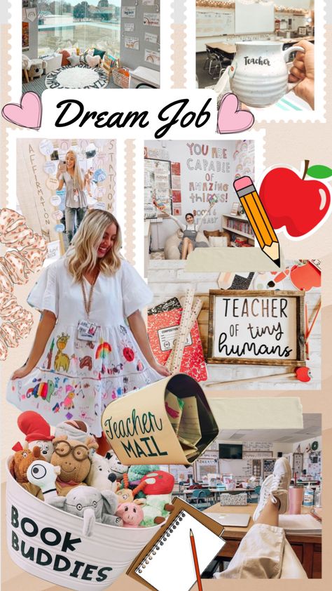 My Dream Job Aesthetic, Teacher Dream Board, Teacher Dream Job, Teacher Vision Board Pictures, Teacher Mood Board, Elementary Education Major Aesthetic, Dream Life Aesthetic Job, Education Major Aesthetic, Educator Aesthetic