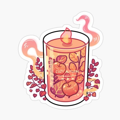 Get my art printed on awesome products. Support me at Redbubble #RBandME: https://www.redbubble.com/i/sticker/Autumn-Candle-by-veraphina/123764439.EJUG5?asc=u Kawaii Candle, Autumn Doodles, Candle Drawing, Sticker Design Inspiration, Arte Do Kawaii, Sticker Aesthetic, Candle Stickers, Autumn Candle, Tumblr Stickers