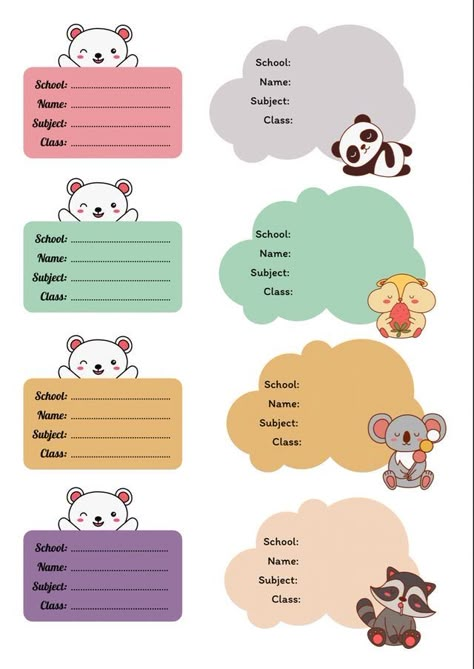 Names For Notebook, Cute Subject Labels, Name Subject Design, Name Subject Template, Name Template For Notebook, Name Stickers For School Printable, Subject Names Designs, Subject Labels Template, Subject Labels For Notebooks