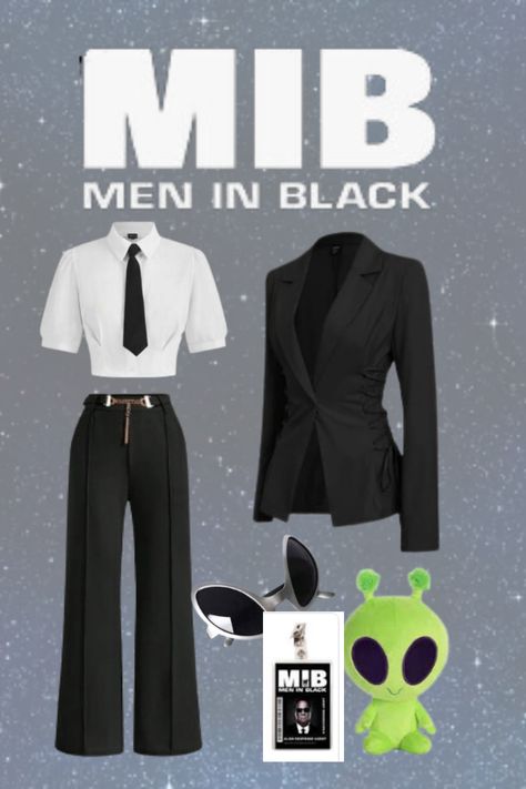 Men I Black Halloween Costume, Last Minute Men’s Halloween Costume, Last Minute Costumes Ideas, Men In Black Outfit Women, Men In Black Theme Party, Man In Black Suit Aesthetic, Unique Halloween Costumes Men, Men In Black Women Costume, Man In Black Costume Women