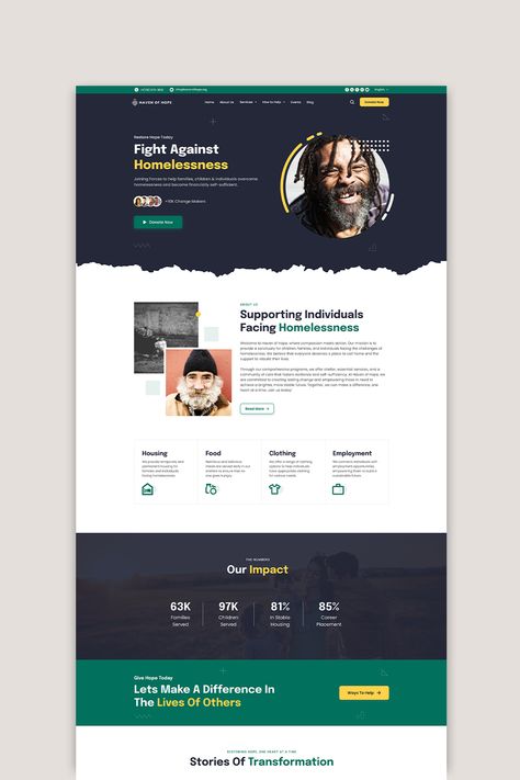 Nonprofit website design for homeless shelter Non Profit Organizations Website, Non Profit Website Design, Nonprofit Website Design, Charity Websites, Nonprofit Website, Nonprofit Marketing, Website Design Tips, Color Combinations For Clothes, Homeless Shelter