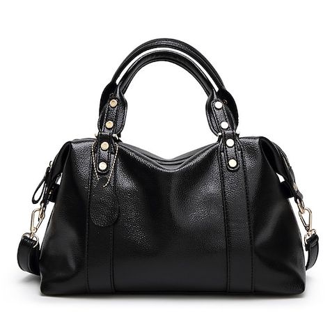 Category:Handbag,Crossbody Bag,Shoulder Bag; Embellishment:Zipper,Rivet; Gender:Women's; Type:Boston Bag; Occasion:Office,Daily,Holiday; Material:PU Leather; Width:13; Height:23; Function:Multi Carry,Large Capacity; Pattern:Solid Color; Listing Date:11/28/2023; Production mode:External procurement; Length:33 Tas Bahu, Beg Tangan, Leather Shoulder Handbags, Casual Tote, Shoulder Messenger Bag, Leather Zipper, Branded Handbags, Black Cross Body Bag, Bag Women