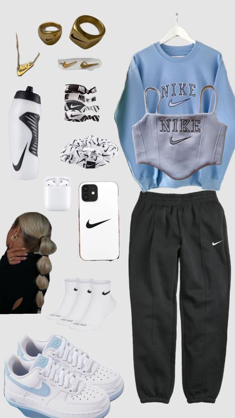 Nike Employee Outfit, Employee Outfit, Uniform Styling, Retail Worker, Aesthetic Nike, Outfit Collage, Nike Joggers, Cute Lazy Outfits, Cute Nike