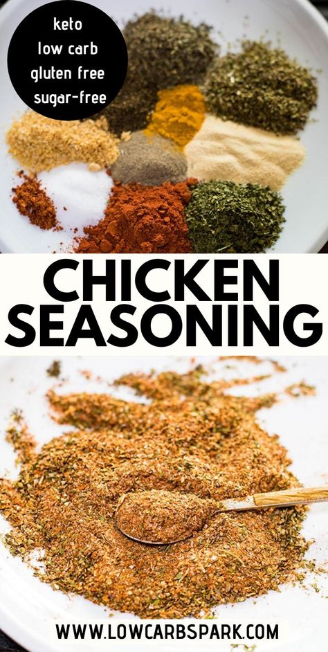 Easy Chicken Seasoning, Best Chicken Seasoning, Baked Lemon Garlic Chicken, Chicken Seasoning Mix, Chicken Seasoning Recipes, Whole Baked Chicken, Homemade Dry Mixes, Dry Rub Recipes, Spice Blends Recipes