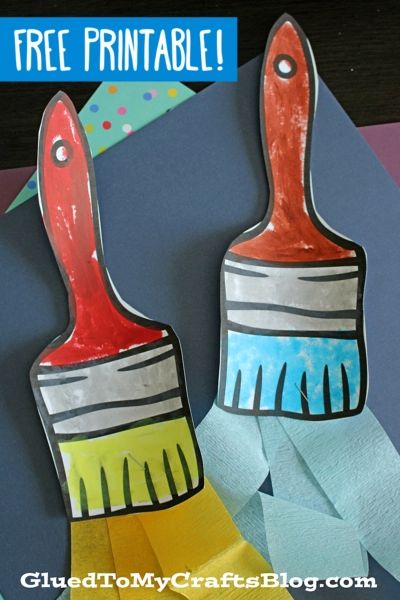 Crafts For August, Paint Brush Crafts, Crafts For Kids With Paper, Paint Brush Drawing, Preschool Classroom Decor, Classroom Management Tool, Back To School Crafts, Paint Brush Art, Painting Activities