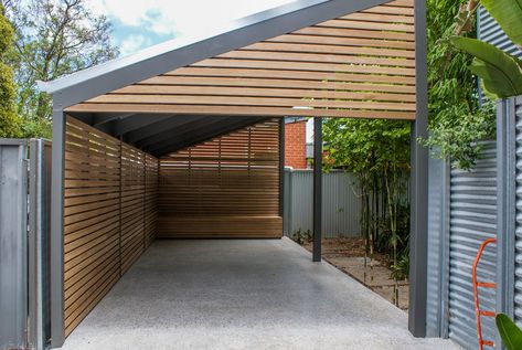 Hardwood timber carport in adelaide Carport Modern, Modern Carport, Pole Barn Designs, Carport Ideas, Car Ports, Pergola Carport, Pergola Diy, Carport Garage, Carport Designs