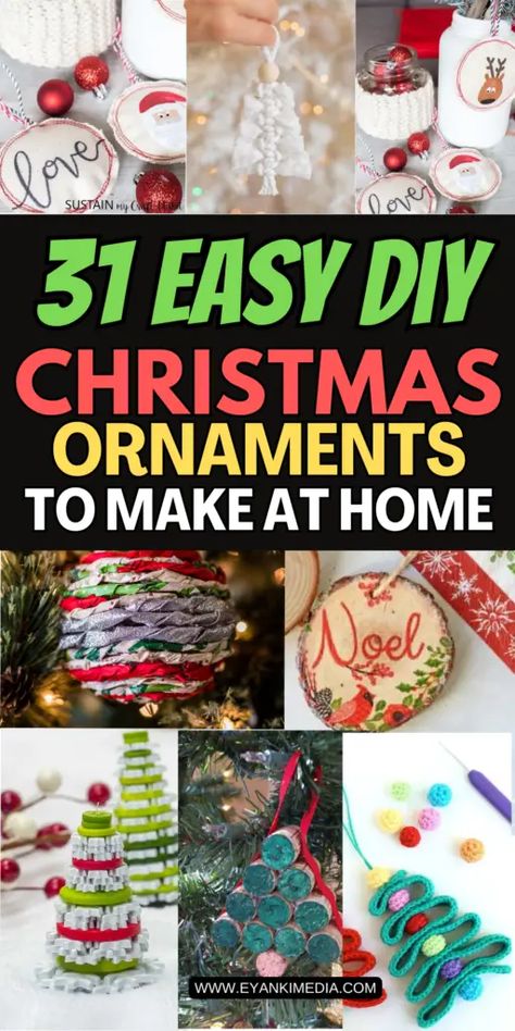 Are you looking for Christmas ornaments ideas to make? Add a personal touch to your  Christmas tree decorations with these 31 simple and easy DIY Christmas ornaments. These homemade Xmas ornaments are perfect for bringing warmth and charm to your Christmas tree decor. These handmade ornaments make a great addition to your Christmas decor and can be used as DIY Christmas gifts as well. via @eyankimedia Christmas Craft Ideas To Make Simple, Cheap Homemade Christmas Ornaments, Christmas Crafts With Ornament Balls, Home Made Ornaments For Adults, Easy Xmas Ornaments To Make, Handmade Ornaments Diy Gift Ideas, Diy Ornaments Christmas Gifts, Simple Handmade Christmas Ornaments, Easy Xmas Tree Decorations